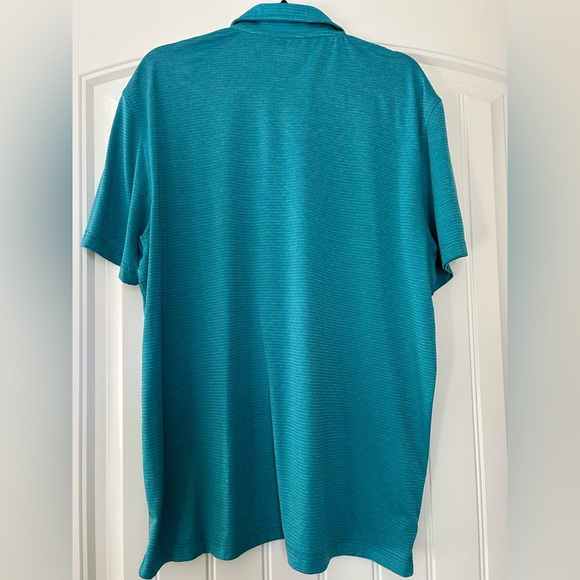 Izod Golf shirt; size L, aqua blue color with faint stripes. Good used condition - Picture 5 of 5